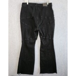 Judy Blue Flare Jeans Women 16W Black‎ Star Seam Raw Hem JB88958 BK Western Boho